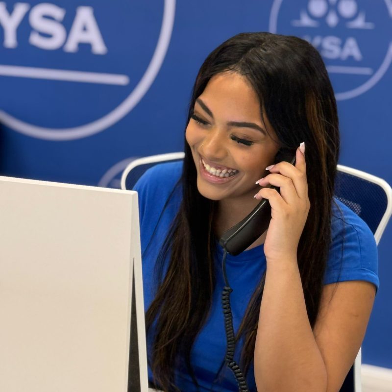 Mia on phone